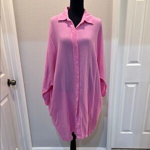Pink Button-Up Oversized Shirt